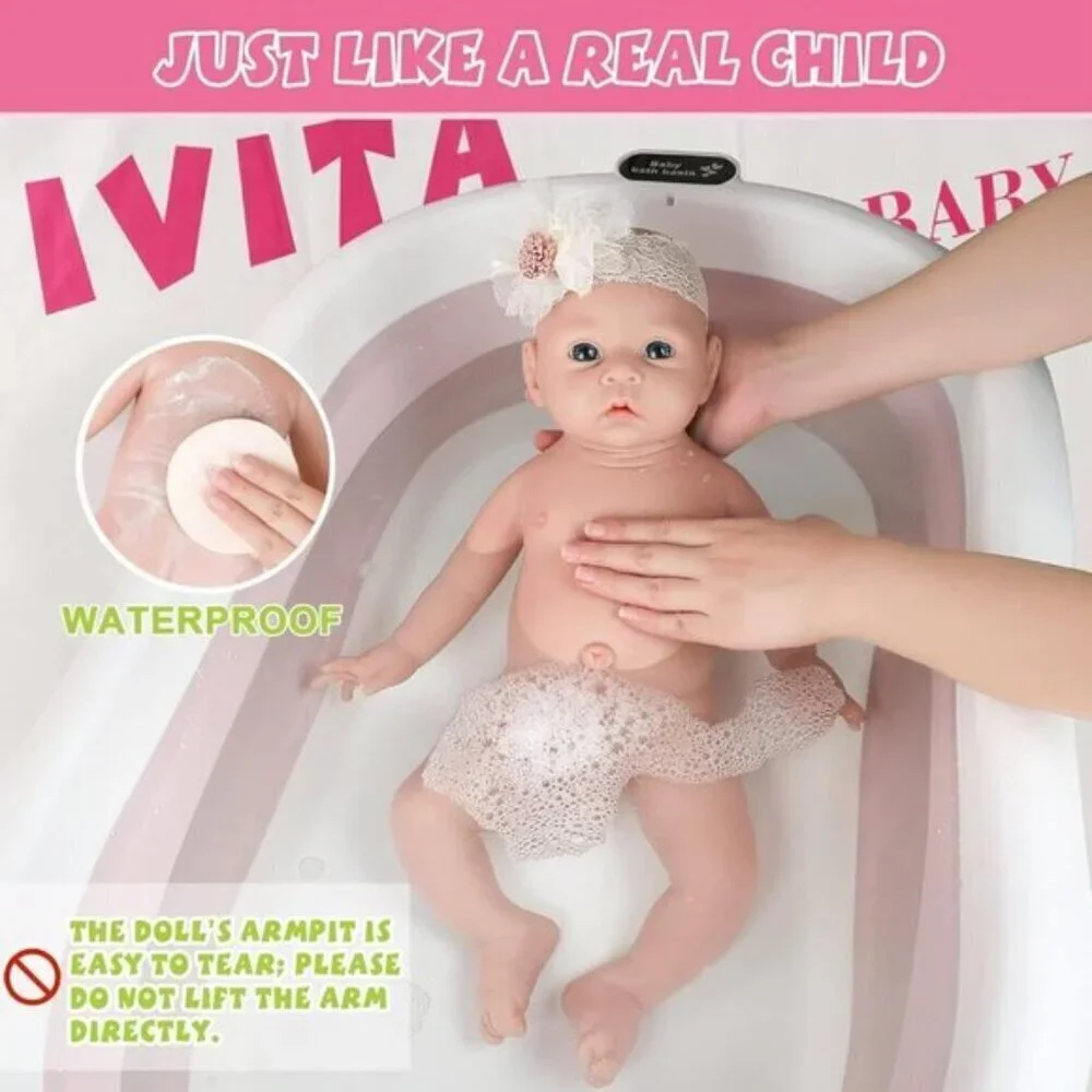 Full Body Silicone Baby Dolls Girl 18 inch Red White Soft Newborn Baby Dolls